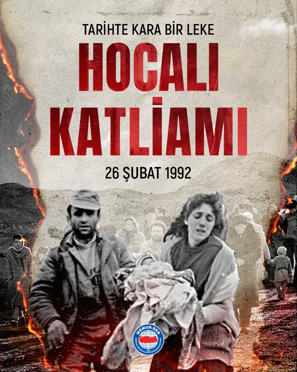 26 Şubat 1992’de Ermeni teröristlerce yapılan Hocalı Katliamı, insanlık tarihine kara bir leke olarak kazınmıştır.

Aralarında kadın ve çocukların da bulunduğu yüzlerce masum sivilin katledildiği bu vahşeti lanetliyor; hayatını kaybeden kardeşlerimizi rahmetle anıyoruz.

Acıyı