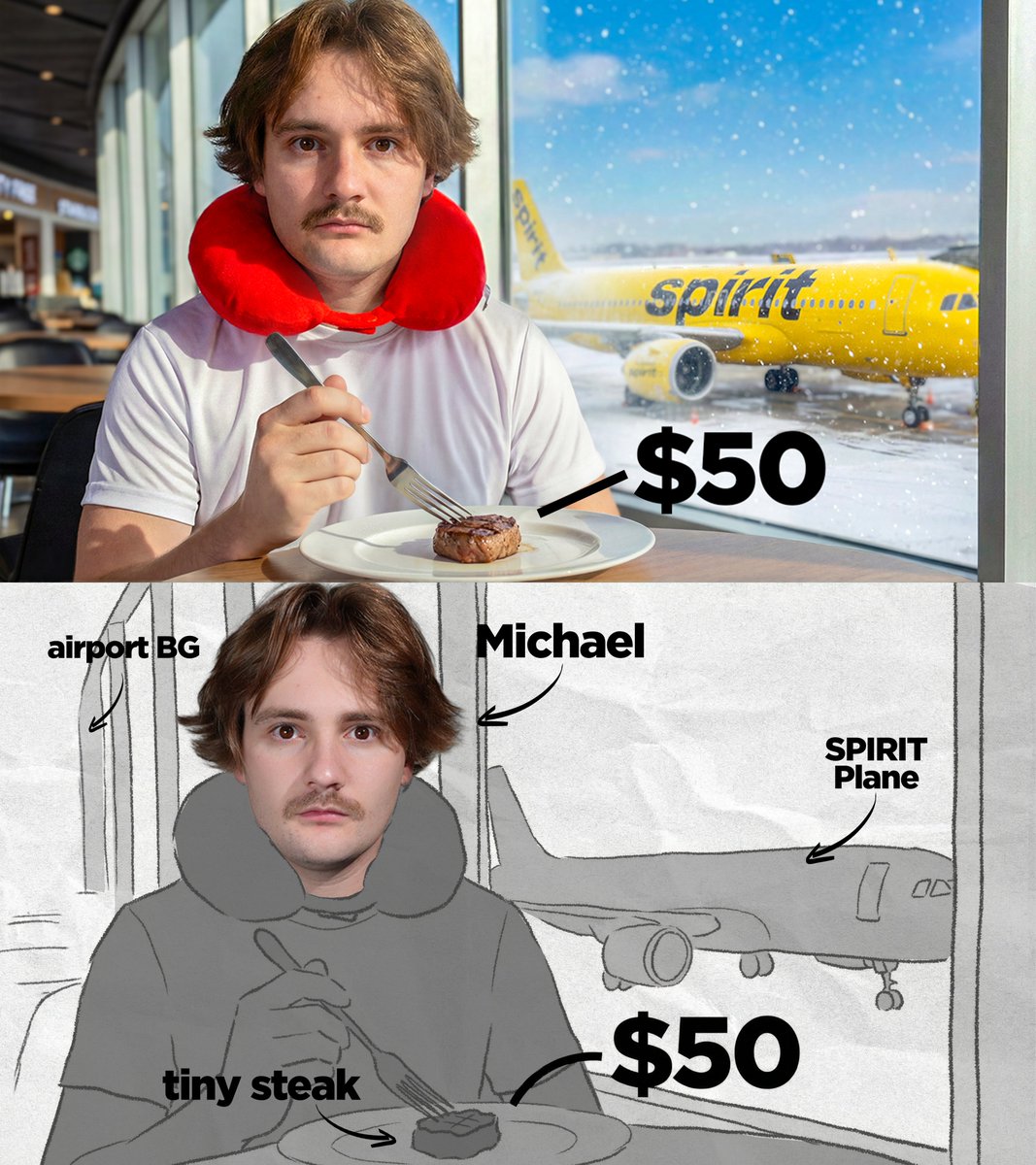 Recent Thumbnail Made For <a href="/chanin_michael/">Michael C</a> (87K)✨

Sketch 📷 Final Thumbnail

 Title: "I Survived on Airport Food for 24 Hours"