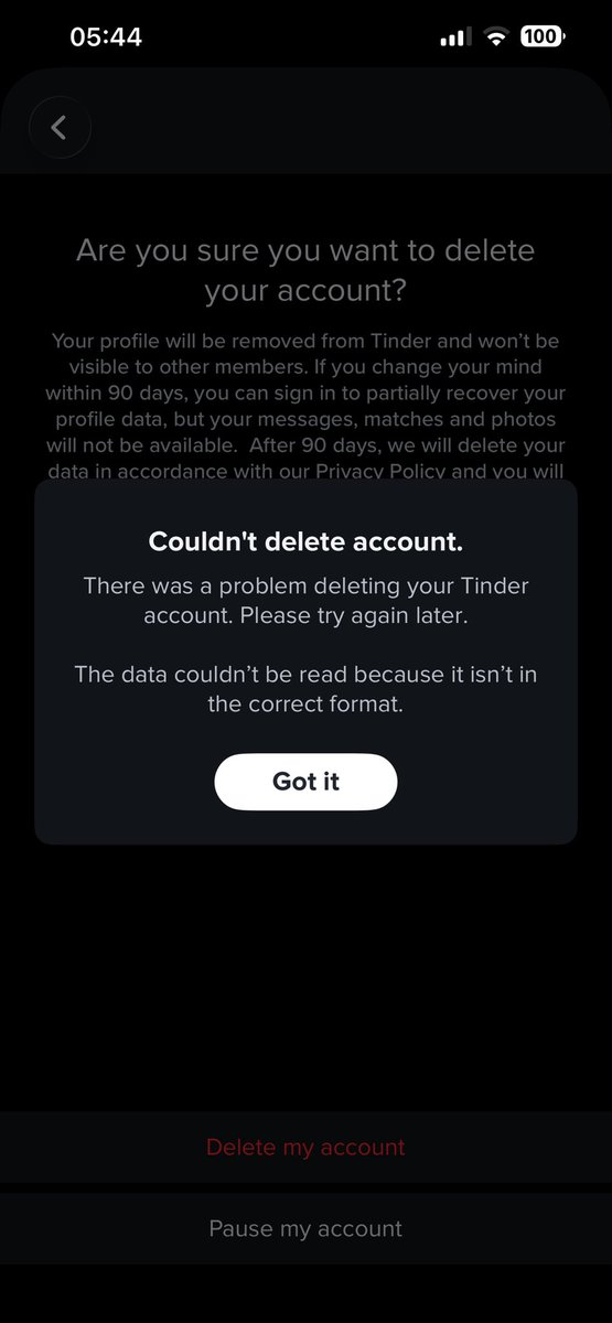 NIGay20's tweet photo. @Tinder why can’t I delete my account? I’ve contacted customer support but nobody has replied in a few days https://t.co/CjehjjyCwW
