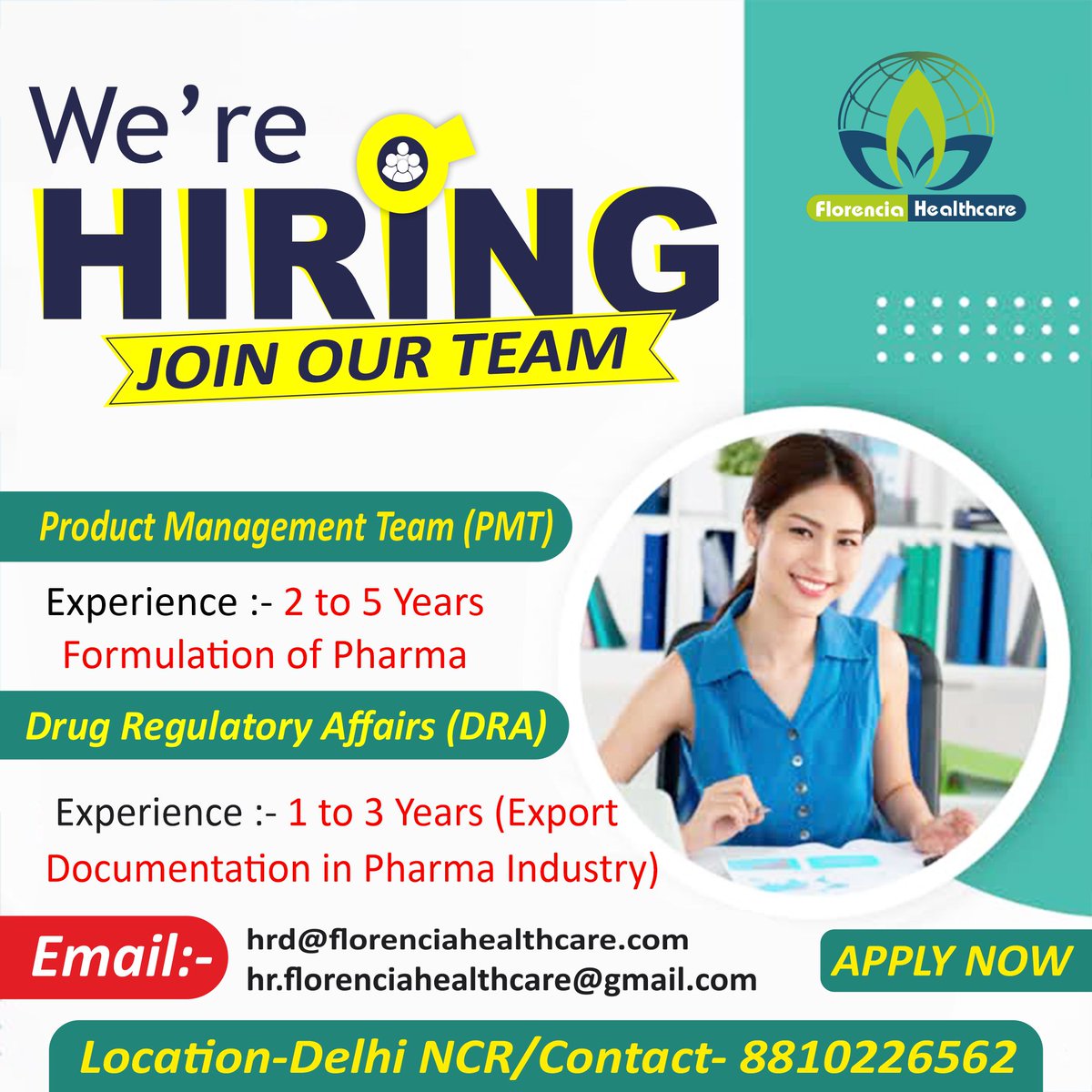 FlorenciaHealth's tweet photo. We’re hiring in Pharma!

1. Product Management Team (2–5 yrs)
2. Drug Regulatory Affairs (1–3 yrs)

📍 Noida (Delhi NCR)

📩 hrd@florenciahealthcare.com

#Hiring #PharmaJobs #PMT #DRA #RegulatoryAffairs #NoidaJobs #DelhiNCRJobs #HiringNow https://t.co/ZotqludwDg