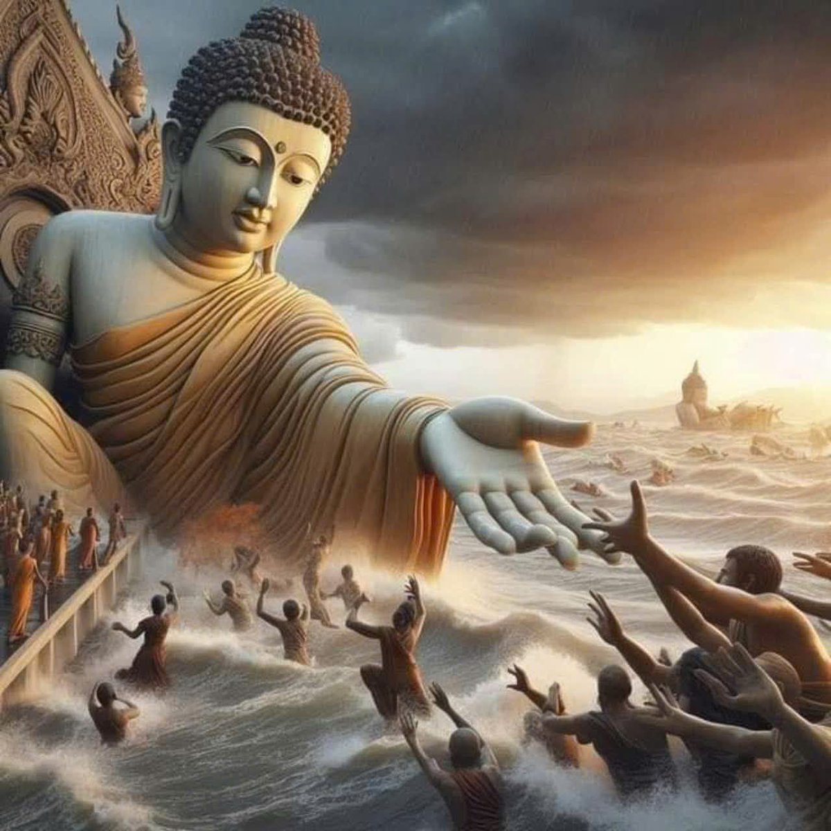RCirlea's tweet photo. "If karmic evil is deep, all the more aspire for the Land of Bliss. It is said: 'Nor rejecting those who break precepts and whose evil karma is profound.' If your good is slight, think even more on Amida. It is said: 'With but three or five utterances, Amida Buddha comes to welcome us.' Do not meaninglessly despise yourself, weaken your heart, and doubt the Buddha's wisdom, which surpasses conceptual understanding. 

Suppose that there is a man at the bottom of a tall cliff unable to climb it, but there is a strong man on the cliff above who lowers a rope and, thinking to have the man at the bottom take hold of it, tells him he will draw him up to the top. However, the man at the bottom holds his arms back and refuses to take the rope, doubting the strength of the man pulling and fearing that the rope is weak. Thus it is altogether impossible for him to climb to the top. If he unhesitatingly followed the man's words, stretched out his hands and grasped the rope, he would be able to climb at once. It is difficult for people who doubt the Buddha's power and who do not entrust themselves to the power of the Vow to climb the cliff of Enlightenment. One should simply put out the hand of trust and take hold of the rope of the Vow.

The Buddha's power is without limits; even the person deeply burdened with karmic evil is never too heavy. The Buddha's wisdom is without bounds; even those whose minds are distracted and self-indulgent are never rejected. The mind of trust alone is essential. There is no need to consider anything else."   🙏
Master Seikaku, Essentials of Faith Alone

#JodoShinshu #ShinBuddhism #PureLand #Amitabha #Amitayus #Shinjin #Nembutsu #AmidaBuddha #amidaji #amidajitemple #mahayana #mahayanabuddhism