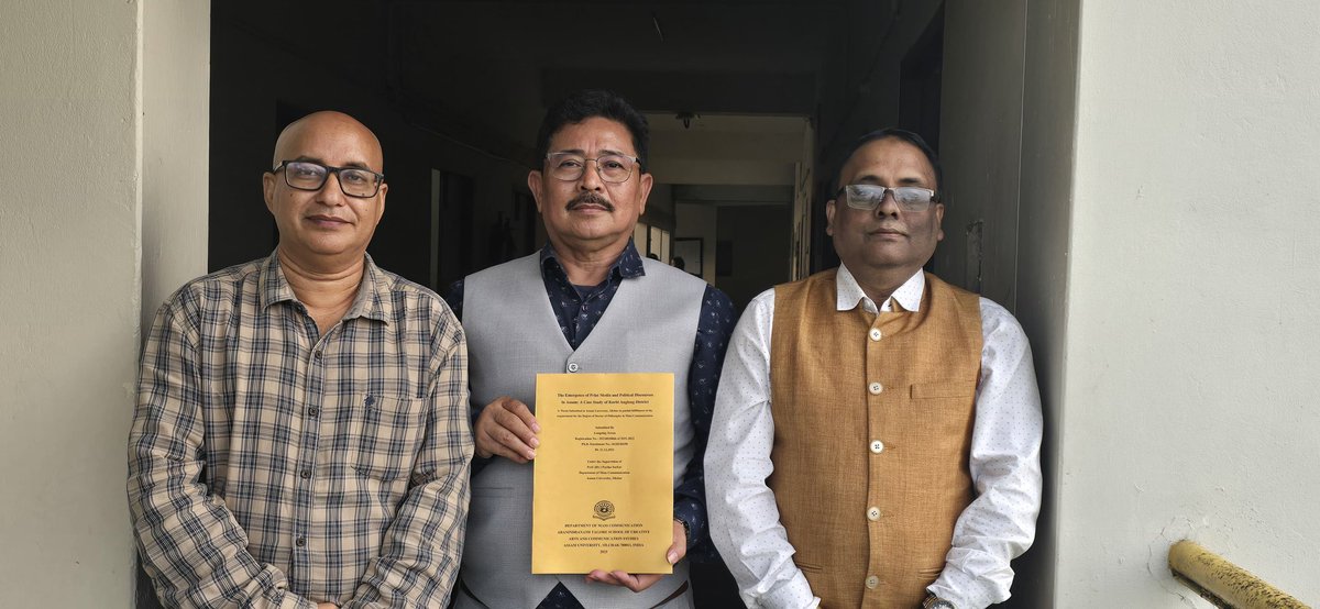 Longsingteron's tweet photo. Defended successfully in my PhD Viva Voce today at the department of mass communication, Assam University, Silchar. 
My gratitude to the Dean Prof Nirmal Kanti Roy, HoD Dr Charbak and my mentor my supervisor Prof Partha Sarkar also to Prof Kabi, RGU, Naharlagun (External) https://t.co/thoULpmadk