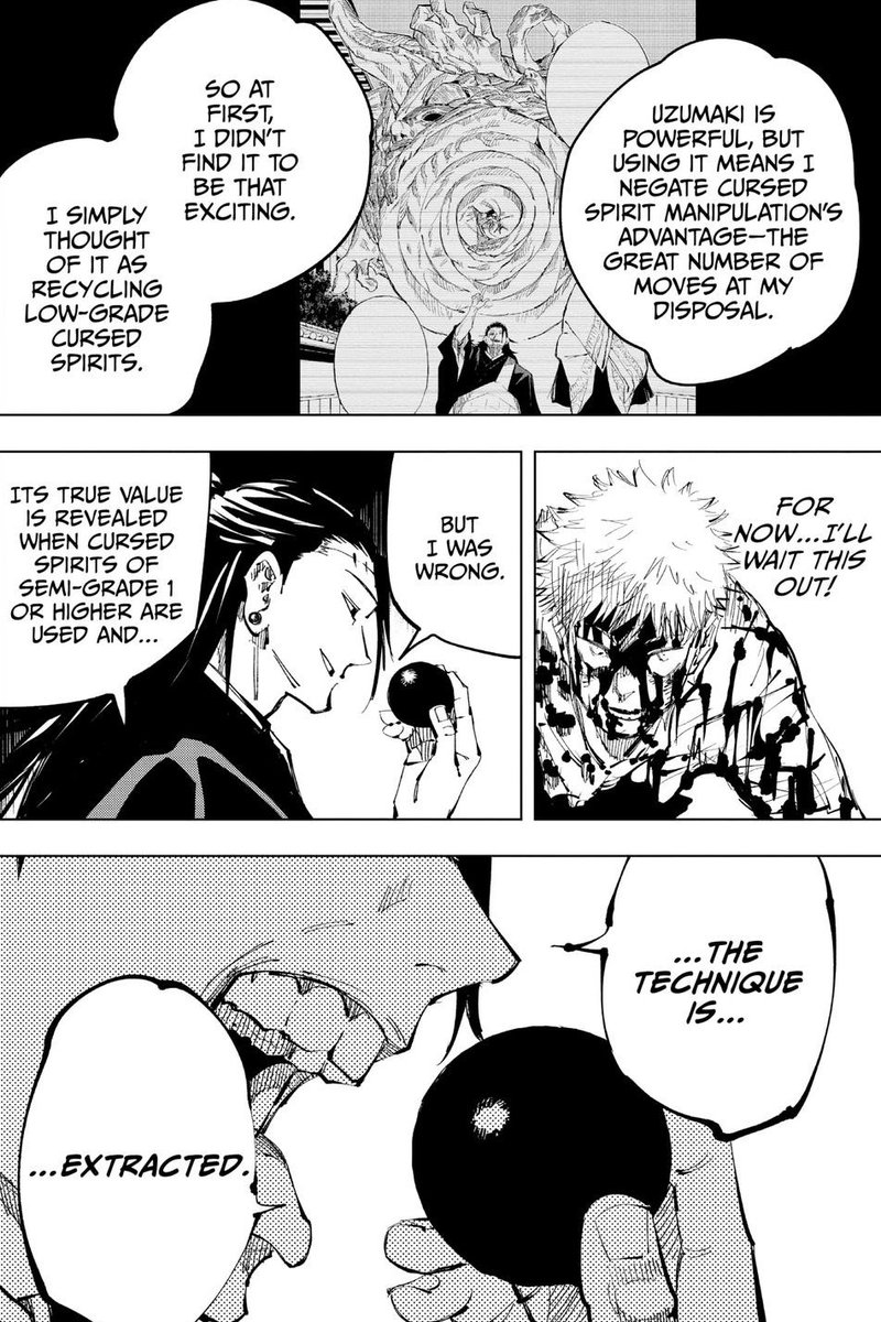 Poshestman's tweet photo. Wow, it's almost like when a technique is extracted by Cursed Spirit Manipulation, it can only be used once. Meanwhile, Maru's technique operates differently since he literally absorbed Mahito through a subjugation ritual. Shocker, I know...

#JJKModulo #JJK #JujutsuKaisen https://t.co/mI13pRwOZ0