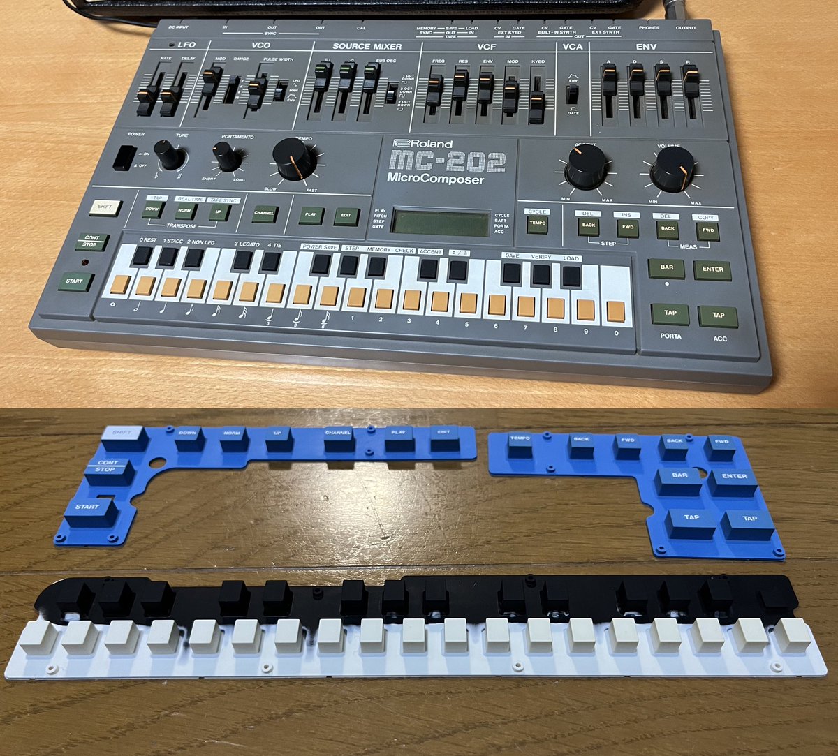 Roland中古MC-202のｾﾙﾌﾒﾝﾃ中😆まずは特にボタン鍵盤が汚い！ので