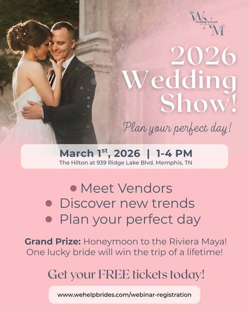 LeadersMemphis's tweet photo. Mid-South brides, save the date! Plan, dream, and get inspired at the 2026 Wedding Network of Memphis Wedding Show, where the area’s top wedding professionals come together to help you plan your perfect day.
Register FREE online or pay at the... spot:
https://t.co/cK5VnipJPd https://t.co/Zni2P7D8ti