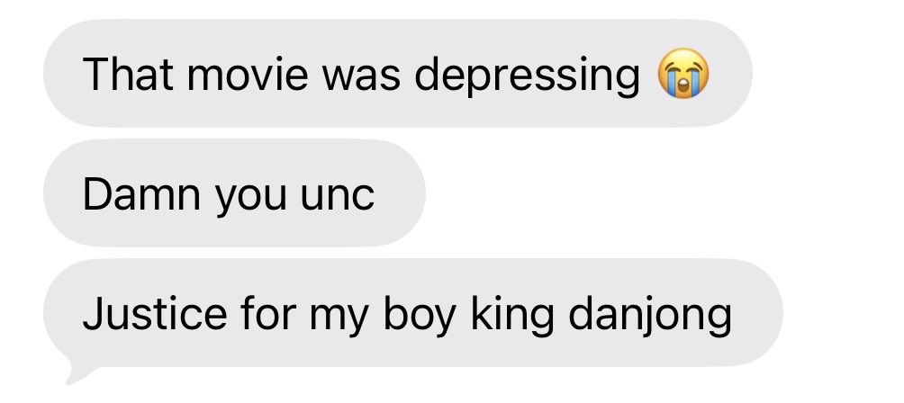 어젯밤에 보고온 왕가남땸에 아직까지 괜히 아련.. 햇는데
같이 본 친구가 king danjong 땜에 지금도 슬프다고 문자와서 존나웃김 ㅜㅜ