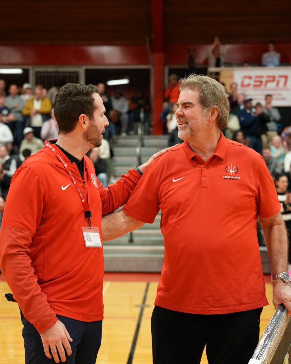 WeAreChaminade's tweet photo. During tonight's basketball victory over Webster Groves, we took a moment to celebrate the man, myth, and legend that is Principal Phil Rone as he enters the home stretch of a 34-year career at Chaminade. #SoldierOn #EstoVir https://t.co/RfAHIsBhTp