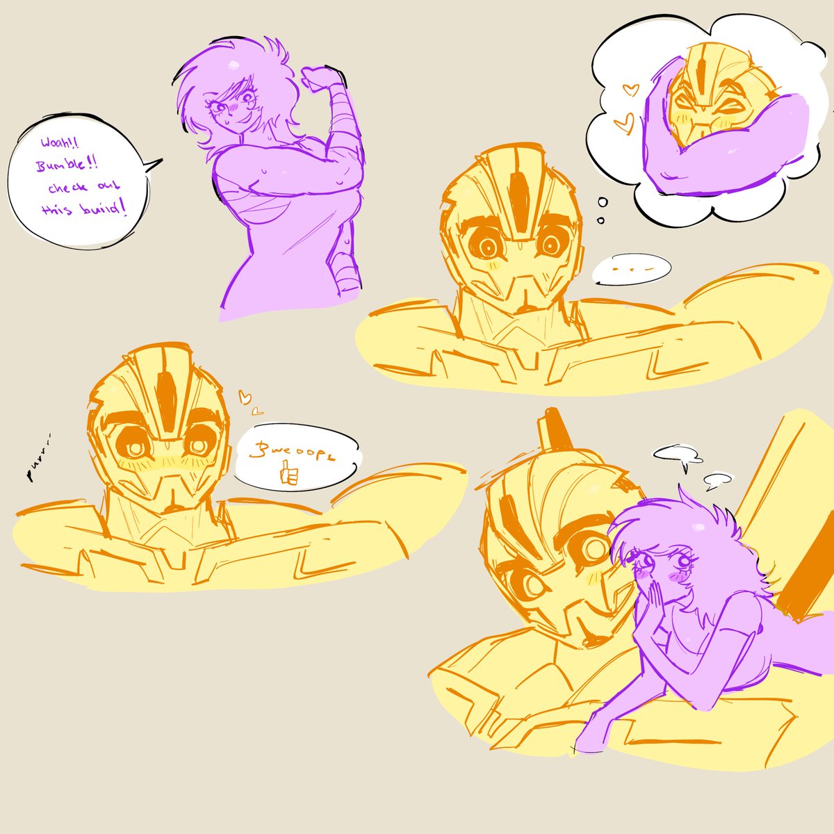stupidposs's tweet photo. I realise i dont post them ever on here BLEHHHH
#ebobee #busybeeshipping #ocxcanon #yumetwt #bumblebeetransformers
#transformersoc https://t.co/8QA4K9p0Hd