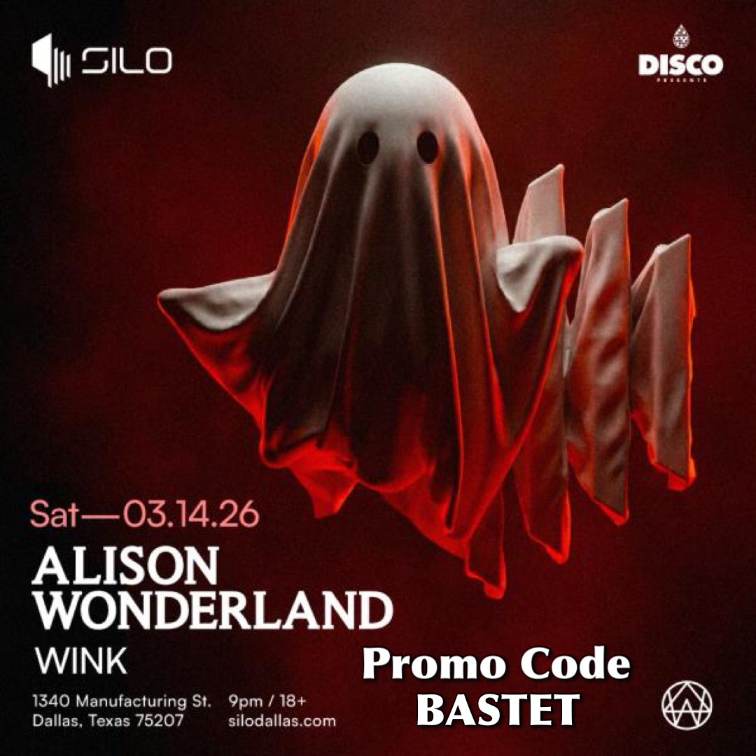 BastetPromotio1's tweet photo. @awonderland presents #GhostWorld at @SiloDallas on March 14th with @winksounds 👻❤️🔥 use promo code BASTET during checkout to save! 🤑
🎟️ https://t.co/t3wYx3fUHr 🎟️
#BastetPromotions #SiloDallas #AlisonWonderland #WINK #DiscoPresents #DDP #WinkSounds #GhostWorldTour #EDM https://t.co/vCRMstNtB4