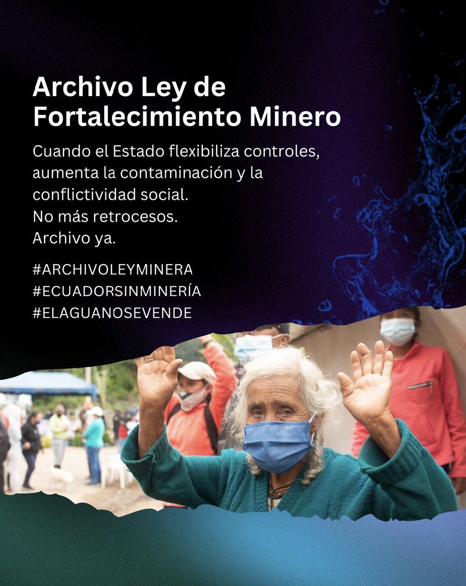 Cuando el Estado flexibiliza controles ambientales, aumenta la contaminación y la conflictividad social. No más retrocesos. <a href="/AsambleaEcuador/">Asamblea Nacional</a> tienen la responsabilidad de ARCHIVAR este proyecto.

#ArchivoLeyMinera
#ElAguaNoSeVende