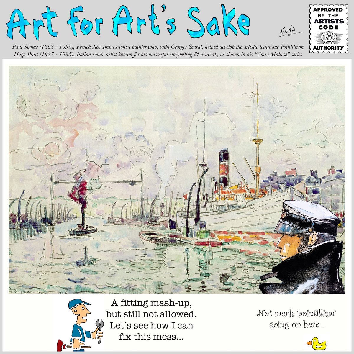 KoenOlie's tweet photo. Harbour view...
#artcomic #artcartoon #cartoonart #digitalart #artforartssake #plunderart #mashup #paulsignac #hugopratt #cortomaltese https://t.co/R4exOelABl