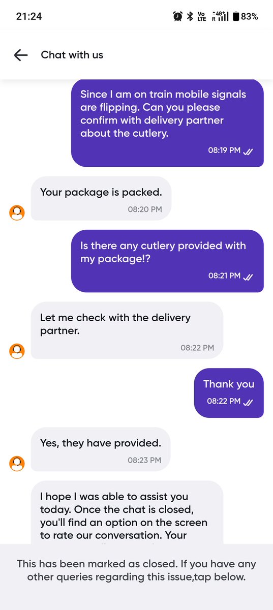 arjunjawalkar's tweet photo. @SwiggyCares @SwiggyCares so you are saying for food ordered on the train, you don't take responsibility of providing cutlery even when specially requesting for it? You accept that ur customer service executive can lie to the customer giving false promises that restaurant has added cutlery https://t.co/qR3KYITG2h
