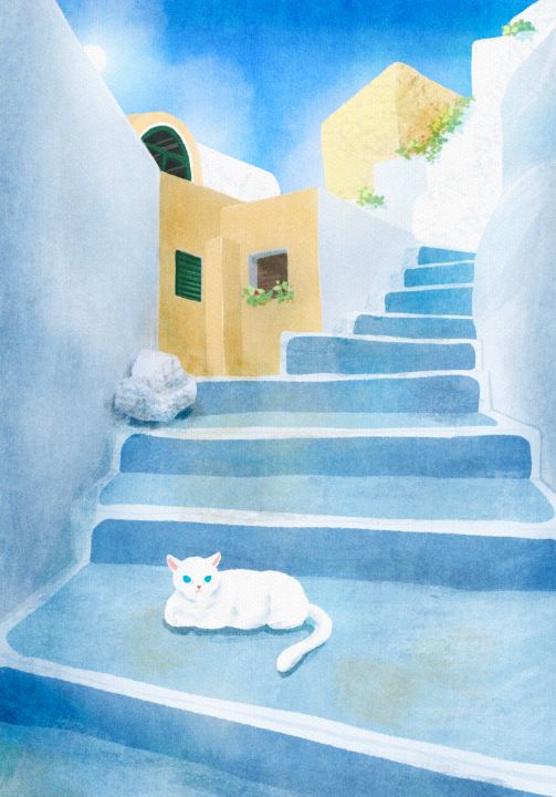QamarArt's tweet photo. Art of the Day! "Blue Steps". Buy at: https://t.co/iKmXegYnO9 https://t.co/VmCjkdTZMo