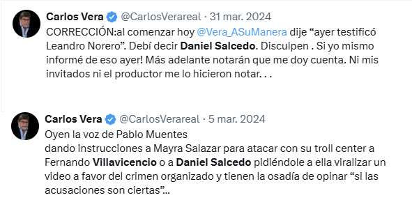AndresCarrilloE's tweet photo. @CarlosVerareal Cuánta doble moral Vera, no seas hipócrita.

Cuando Daniel Salcedo testificaba, ¿allí si estaba bien?

#NoboaNarco https://t.co/NMJfhvG6X1