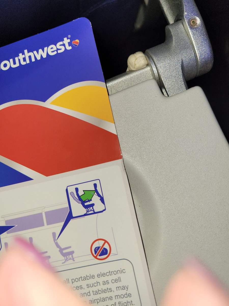 dashing2disney's tweet photo. @SouthwestAir There's a piece of gum stuck to my tray table. The plane isn't even two years old. https://t.co/2f6KuL2A2U