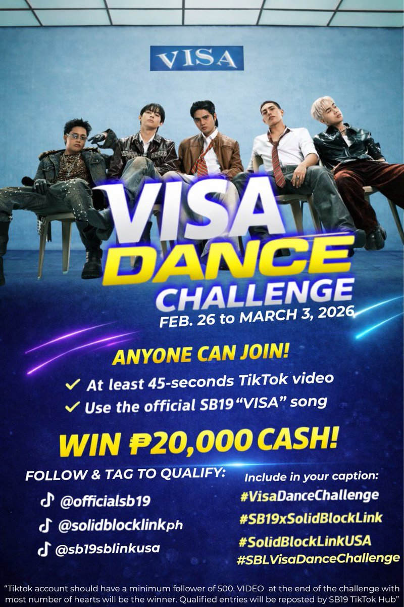 Ready for a winner takes it all challenge?💃🏻🕺🏼

Show off your dancing prowess and join in the #VisaDanceChallenge on Tiktok. 

See mechanics on the pubmat and start posting your entries. 

20k din yan pang WaS. Solo? Eh di solohin mo tapos manlibre ka, eme. Group effort? Pwede,