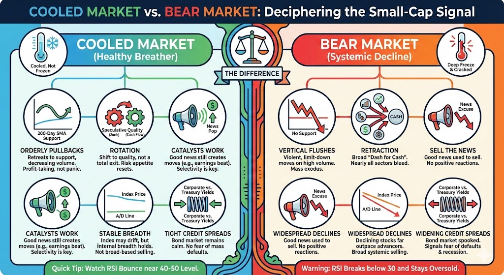 realsheepwolf's tweet image. Is it a bear 🐻 or just a breather?  
Don't let a "cooling" ❄️market shake you out of your strategy. 
Spot the 5 signs of a healthy reset vs. a systemic flush. #Trading #SmallCaps
