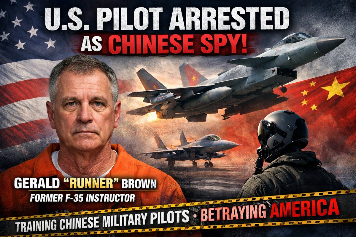🚨 SHOCKING NATIONAL SECURITY ARREST 🚨

A former U.S. Air Force Major — once trusted with America’s most advanced fighter jets and nuclear-capable systems — has been arrested for allegedly training Chinese military pilots.

Gerald Eddie Brown Jr., call sign “Runner,” a former