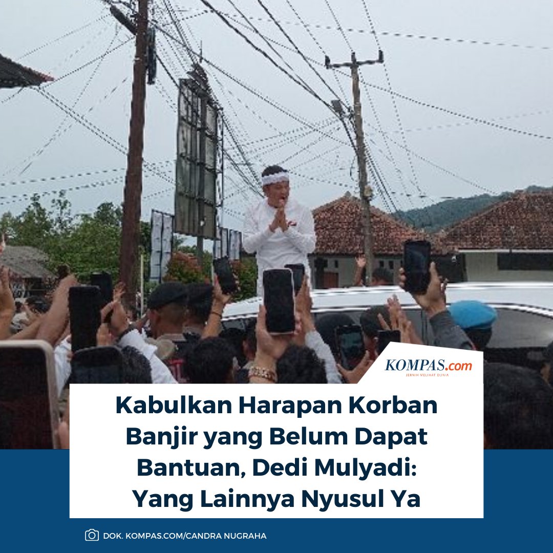 kompascom's tweet image. Gubernur Jawa Barat, Dedi Mulyadi, menyerahkan bantuan uang tunai kepada 170 kepala keluarga (KK) yang terdampak banjir di Desa Bangunsari dan Desa Sukahurip, Kecamatan Pamarican, Kabupaten Ciamis, Rabu (25/2/2026) sore.

Baca di sini: bandung.kompas.com/read/2026/02/2…

~AA #DediMulyadi