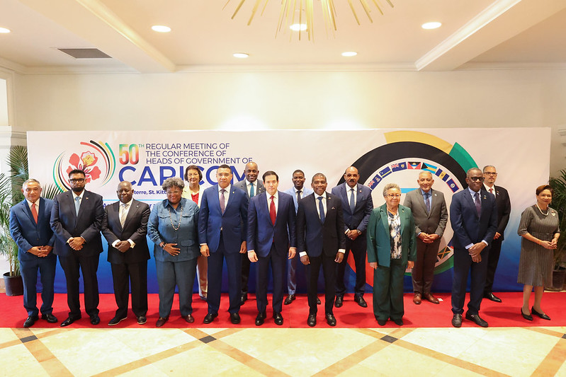 Photo taken with Heads of Government and Special Guest, US Secretary of State Marco Rubio (centre) at the 50th Regular Meeting of Heads of Government  #50HGC underway in St Kitts and Nevis.