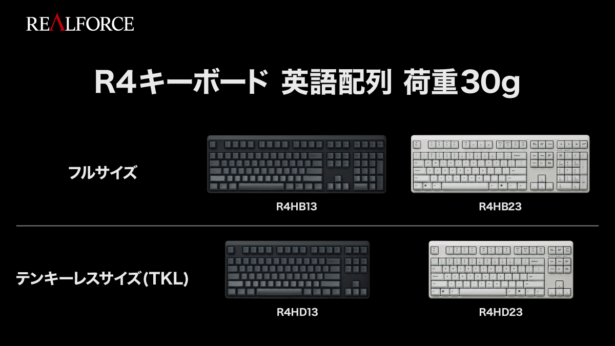 本日から発売！／ 東プレ #REALFORCE #R4キーボード 英語配列 荷重30g