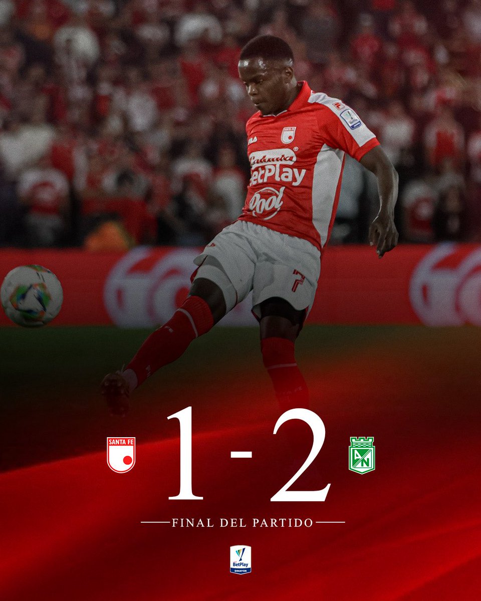 ⏱️90+’ Finaliza el partido en El Campín 🏟️

Santa Fe 1-2 Nacional 

#VamosSantaFe 🇮🇩