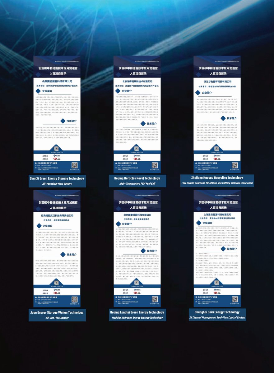 BluetechAward's tweet photo. From 2025 to 2026, with support from HSBC China, BCAA launched the first Energy Storage Techonlogy Acceleration Camp. There are totally 17 leading energy storage enterprises enrolled (As presented in the pictures). https://t.co/fXj62DptKh