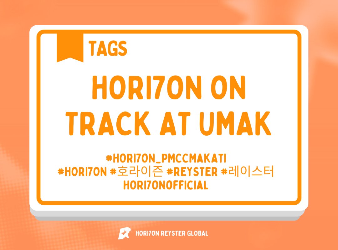 [TAGS] 260226

HORI7ON <PMCC University of Makati>

📆 2026.02.26 | Wednesday
⏰ 10:00AM (PHT) onwards

HORI7ON ON TRACK AT UMAK

#HORI7ON_PMCCMakati
#HORI7ON #호라이즌 #REYSTER #레이스터
<a href="/HORI7ONofficial/">HORI7ONofficial</a>