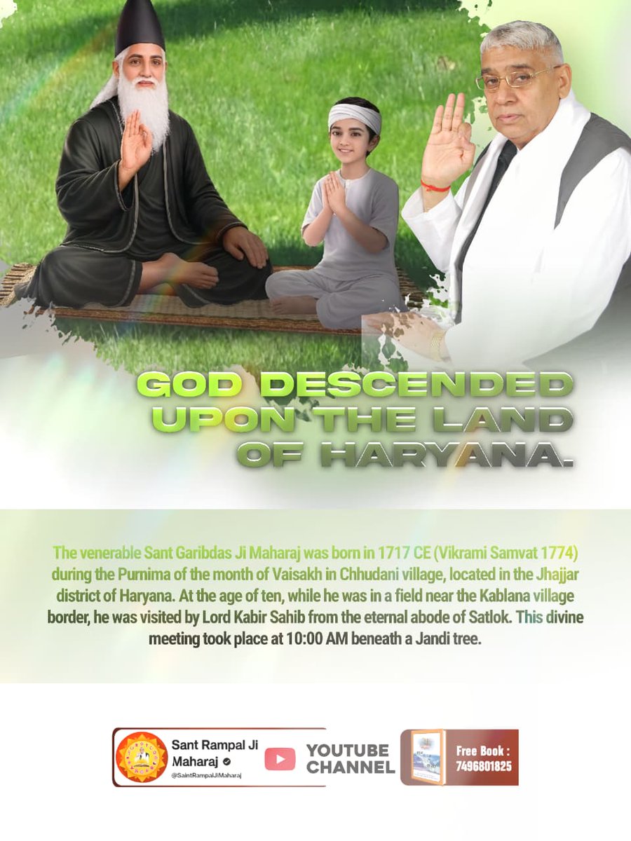 Hari Came to Haryana
God Kabir appeared in the form of a living saint and bestowed complete spiritual knowledge upon Sant Garibdas Ji.
#हरि_आये_हरियाणे_नूं
2Days Left For Bodh Diwas
