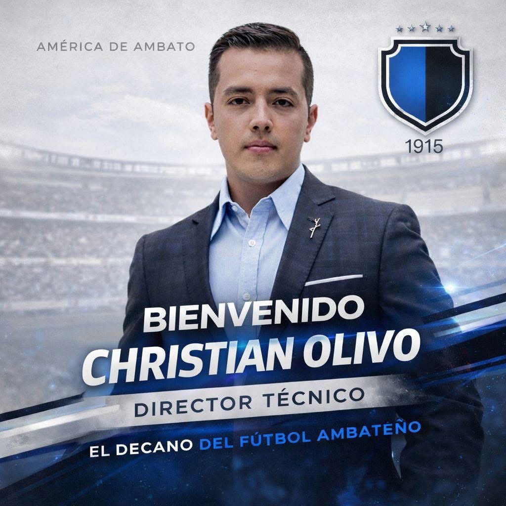 AmericaSC1915's tweet photo. 🔵⚫ Bienvenido, Profe Christian Olivo ⚫🔵

El Club América de Ambato da la bienvenida a Christian Olivo como nuevo DT del primer equipo.
Inicia un nuevo proceso con trabajo, orden y una idea clara de juego que represente nuestra historia e identidad. #ElDecano #AméricaDeAmbato https://t.co/8oFI0MUb1O