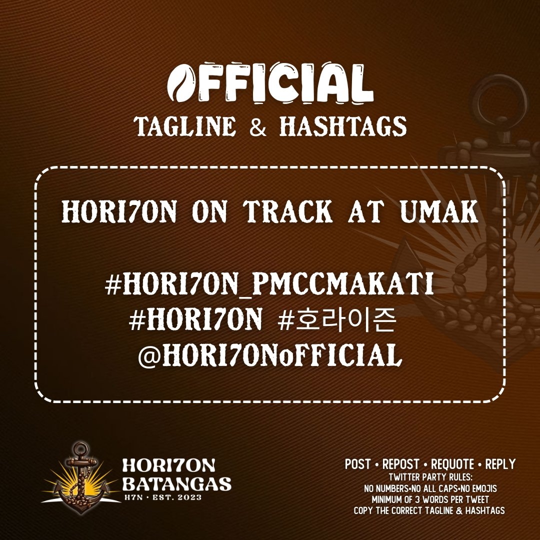 [📣] Remember to follow the TP rules and give it your all. Let's take this worldwide!

02/26 (Thursday) - PMCC Makati | 10:00 AM

HORI7ON ON TRACK AT UMAK

#HORI7ON_PMCCMakati
#HORI7ON #호라이즌 
<a href="/HORI7ONofficial/">HORI7ONofficial</a>