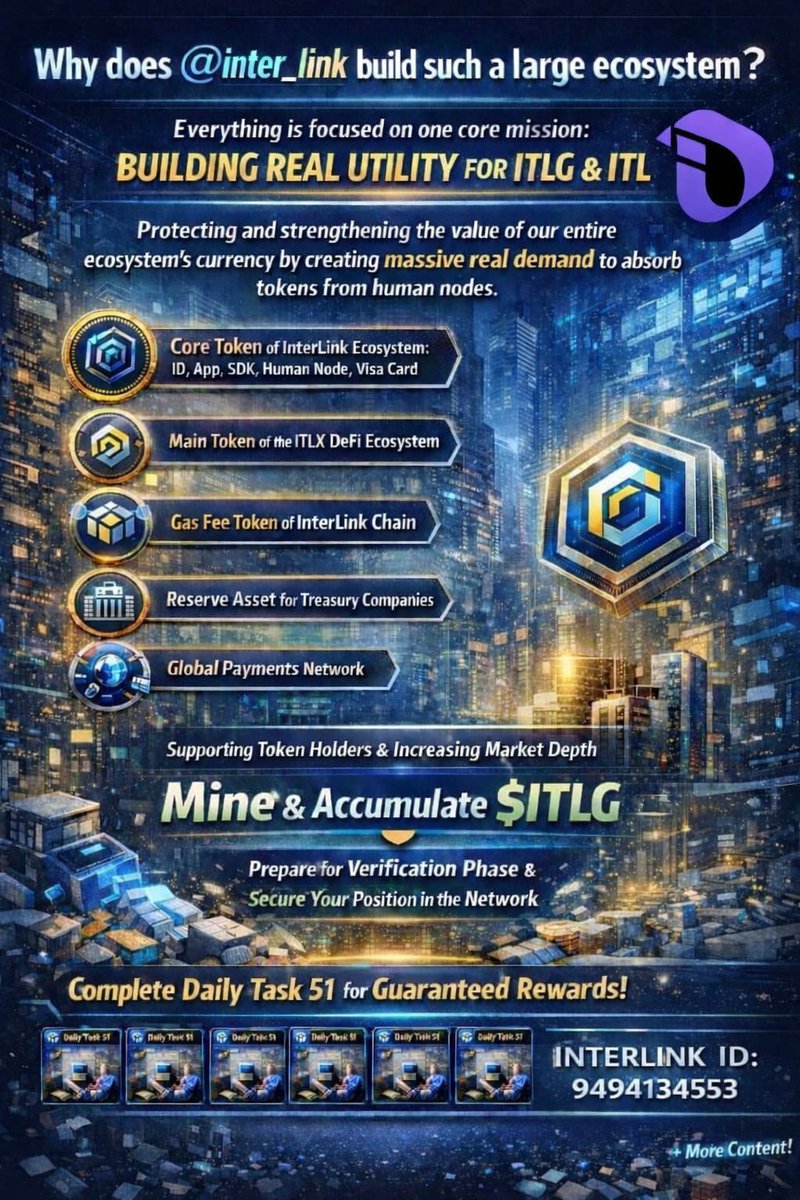 Sivanagesw40673's tweet photo. Hold your ACS. Grow your HCS. Earn more #ITLG .
InterlinkLabs is advancing__
and the big reveal is near.
#reina_itl #kv_interlink
#C_Interlinklabs
#DhirajK26126238
#Digitalgold1979
#dslakshmi29
#MaheshMagnus1
#ITLG #ITLX #ITL https://t.co/4cmTiOYuvs
