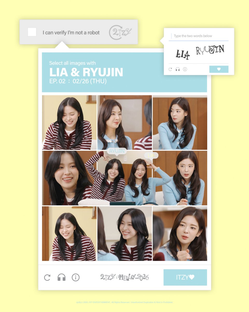 🎁 2TZY : Hello 2026 🎁

TODAY 6PM (KST)
EP.02 LIA &amp; RYUJIN

#ITZY #MIDZY <a href="/ITZYofficial/">ITZY</a>
#LIA #리아 #RYUJIN #류진
#2TZY #HELLO2026