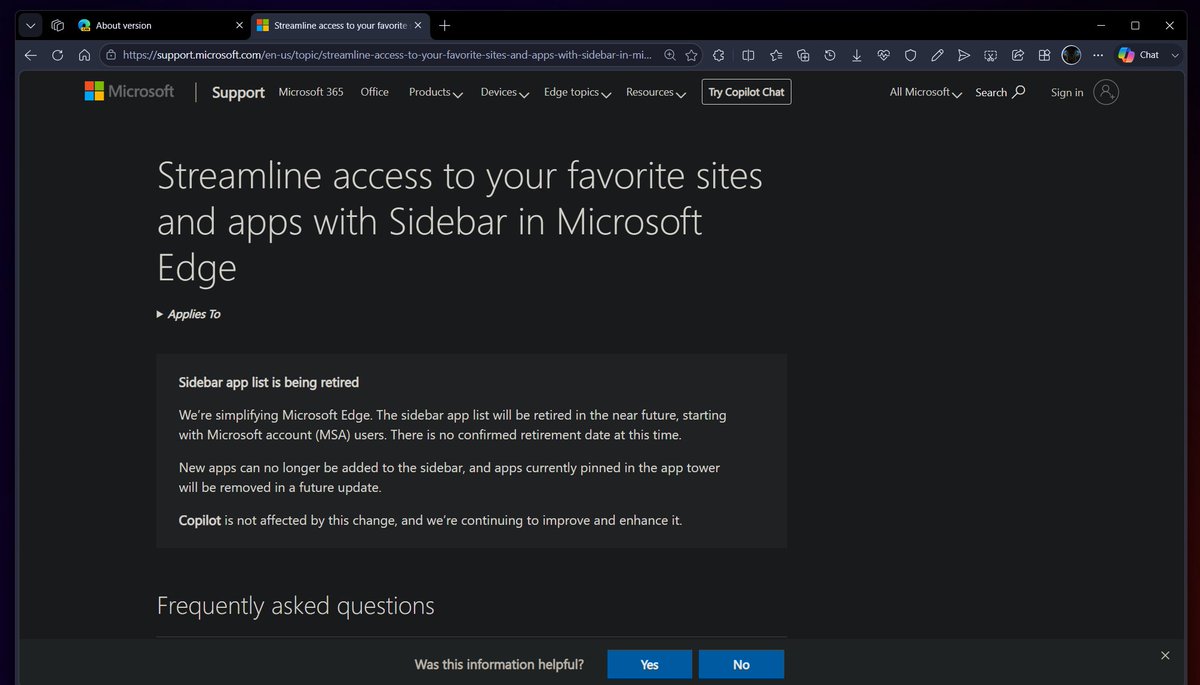 Copilot in Edge Canary now opens on the "standard" side pane, which is ...