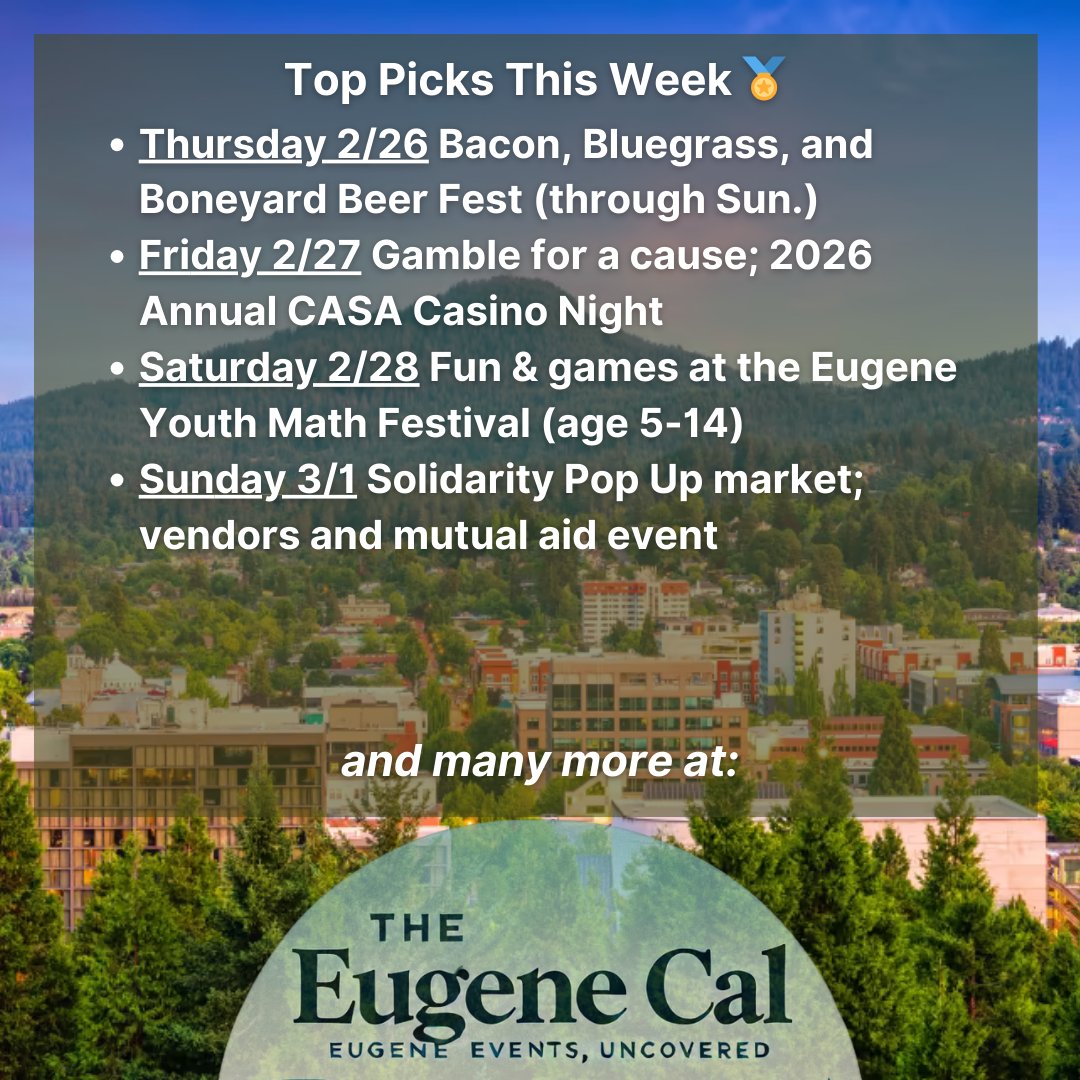 TheEugeneCal's tweet photo. Events All Week!
https://t.co/muv6U0eYWo https://t.co/sbbilRKQR0