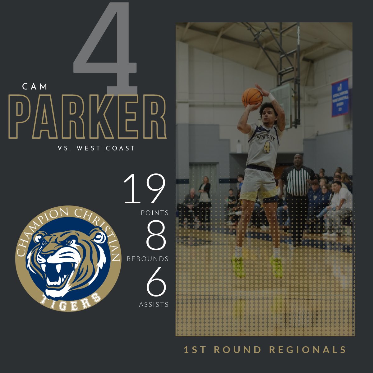 ChampionMBB's tweet photo. TIGERS ADVANCE TO THE SEMI FINALS OF THE SW REGIONAL TOURNAMENT! 🙌 Champion fought through a poor shooting night with exceptional defense to get their 6th win in the last 7 games! The Tigers will face #1 seeded Arlington for a chance to repeat as champions. #allin https://t.co/xthAl0FKma