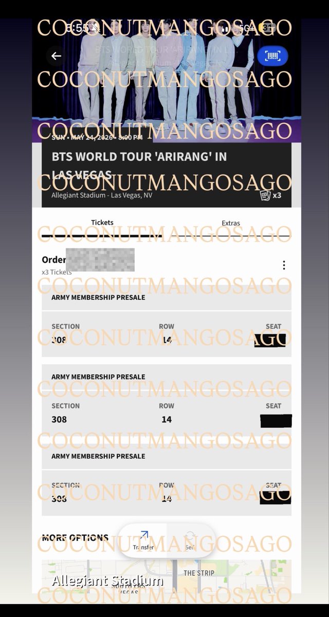 cocomangosago's tweet photo. WTS 3x for BTS in LV &amp; LA!

LV: 5/24 -> Sec 308 row 14 ($178 each x3)
LV: 5/28 -> Sec 117 row 10 ($516 each x3)
LA: 9/2 -> Sec 529 row 9 ($133 each x3)

wts all seats together only. accept PP G&amp;S, buyer pays fees. ok w/ zelle. ty!

#875ticketsale #BTS_ARIRANG #LA #LasVegas https://t.co/87SkyGIkRA