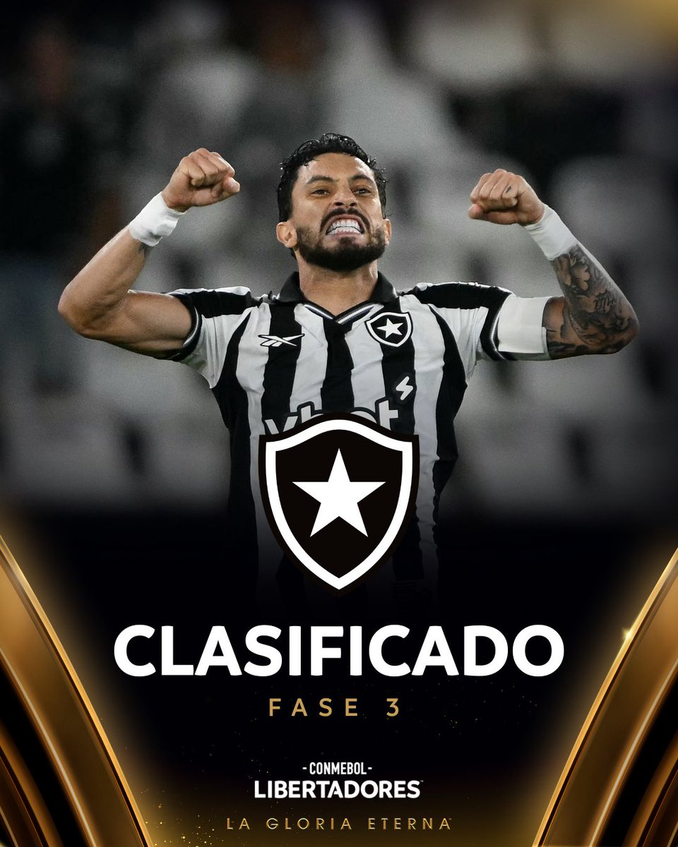 🤍🖤🇧🇷 Un campeón que avanza: <a href="/Botafogo/">Botafogo F.R.</a> se metió en la Fase 3 de la CONMEBOL #Libertadores. 

#GloriaEterna