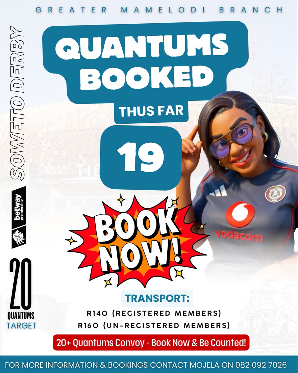 UPDATE: 19 Quantums secured , we only left with one to reach our target of 20 Quantum’s.🔥, Join the largest convoy… this is a movement. <a href="/orlandopirates/">Orlando Pirates</a> .   #oncealways #greatermamsbranch #betwayprem #OnceAlways