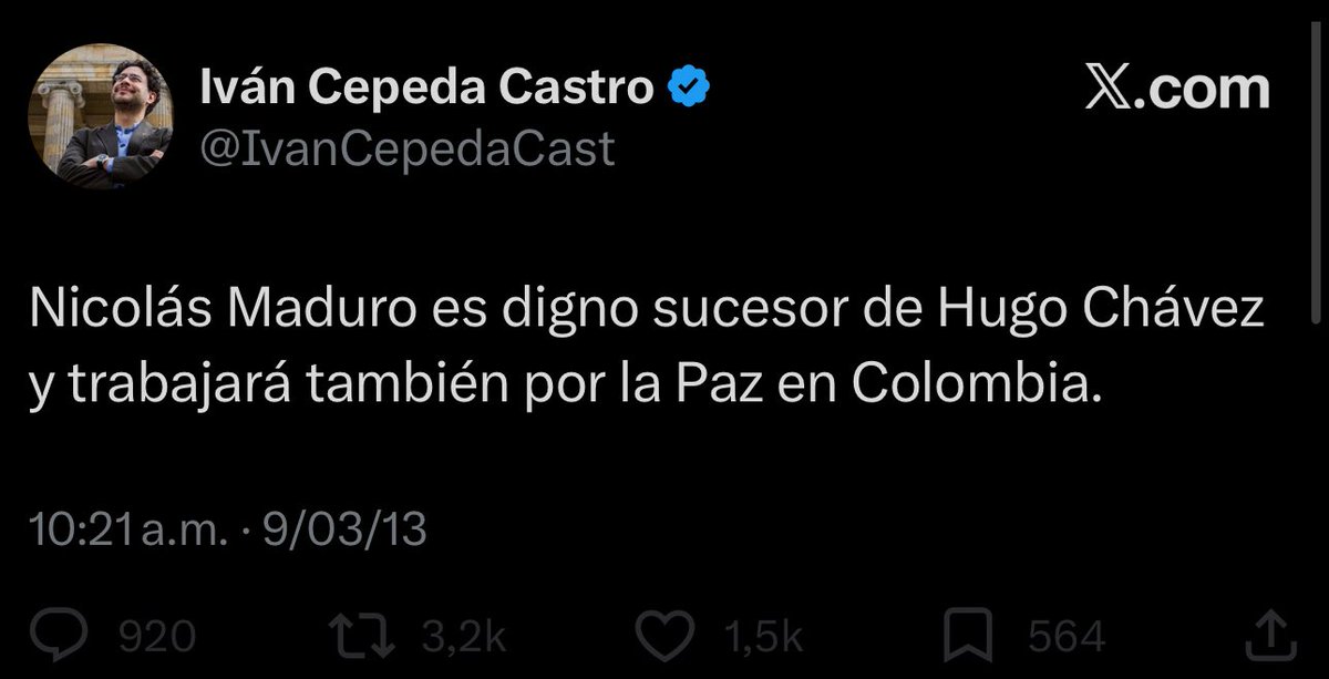 Cepeda me bloqueó porque le recordé este trino.

¿Y si se lo volvemos a recordar? <a href="/IvanCepedaCast/">Iván Cepeda Castro</a>