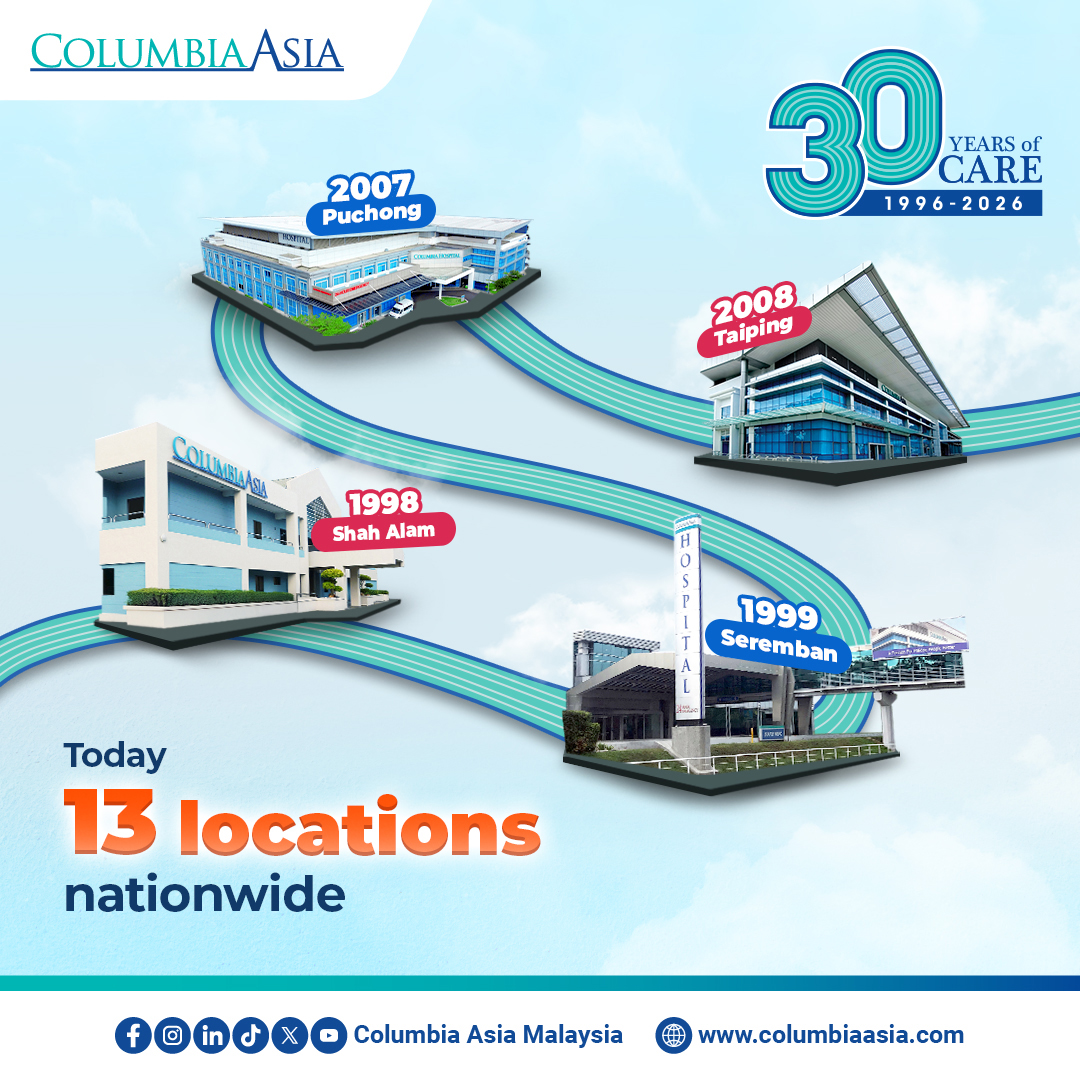 columbiaasia's tweet photo. Since 1996, Columbia Asia Hospital has been right here for Malaysians — from Shah Alam to 13 locations nationwide.

30 years of trust, care, and a future focused on better healthcare for you.

#ColumbiaAsia #30YearsofCare #RightHereFor30Years #30thAnniversary https://t.co/1t6sVzv054