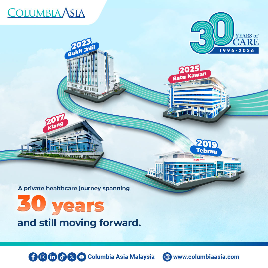 columbiaasia's tweet photo. Since 1996, Columbia Asia Hospital has been right here for Malaysians — from Shah Alam to 13 locations nationwide.

30 years of trust, care, and a future focused on better healthcare for you.

#ColumbiaAsia #30YearsofCare #RightHereFor30Years #30thAnniversary https://t.co/1t6sVzv054