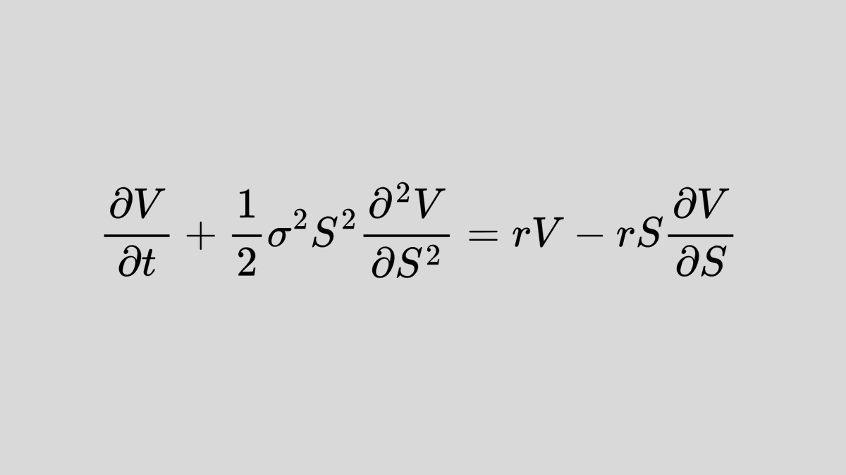 Math_files's tweet photo. This single equation moves trillions of dollars every day.

It’s called the Black–Scholes equation — the most powerful formula in modern finance. It revolutionized how options are priced and how global markets manage risk.

The model calculates the fair value of an option using stock price, strike price, volatility, time to expiry, and interest rates.

Every major bank, exchange, and hedge fund relies on it. Firms like Jane Street and Citadel run these calculations thousands of times per second to price financial instruments in real time.

The assumptions aren’t perfect — volatility isn’t constant and trading isn’t free — so traders modify the model in practice.

Yet despite its flaws, Black–Scholes remains the foundation of modern options pricing.