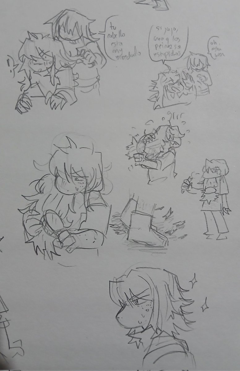 Pequeño garabato de Susie tratando de mejorar sus malos habitos: no peinarse ( le sale mal y tuvo que cortarse el cabello)

#susie