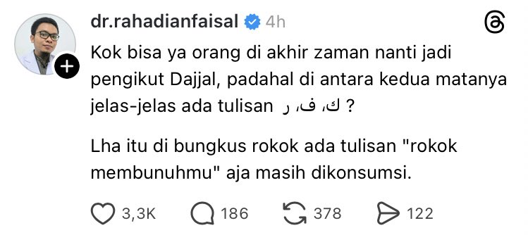 Begitu juga dengan riba. Udah jelas-jelas akan diperangi Allaah langsung, diperangi hlo ini. Tapi masih nekat kredit/ambil pinjaman.

Begitu juga dengan fitnah zionist. Udah jelas-jelas mereka itu penjahat perang, tapi masih ada aja yang mendukung dan mau menjamin keamanannya.