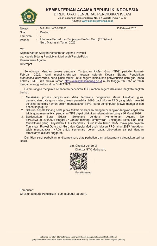Breaking News : 

<a href="/Kemenag_RI/">Kementerian Agama RI</a> KEHABISAN UANG.

dan tidak mampu membayar hak sertifikasi dosen &amp; serdik guru yang telah lulus ujian sertifikasi tahun 2025. Sehingga pembayaran ditunda hingga waktu yang tdk ditentukan.

bangkrut kah? 
atau Biro Perencanaan kemenag skill issue?