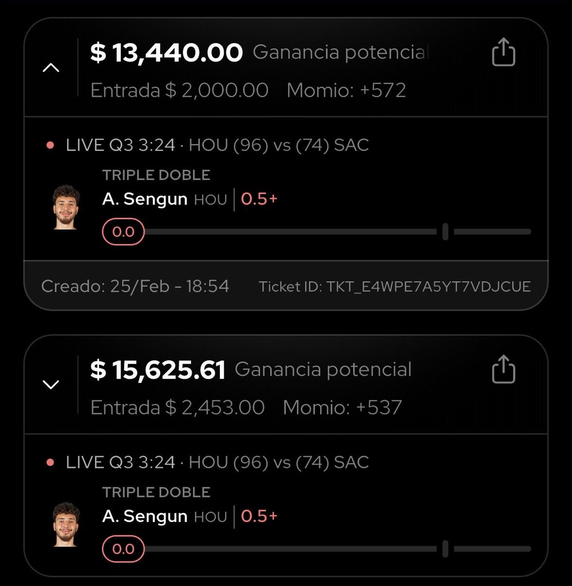 Le metí casi 10,000 pesos al triple Double del turco. 

Estamos a 1 asistencia. Si gano rifaré 3333$ entre los ❤️🔁 y comentarios