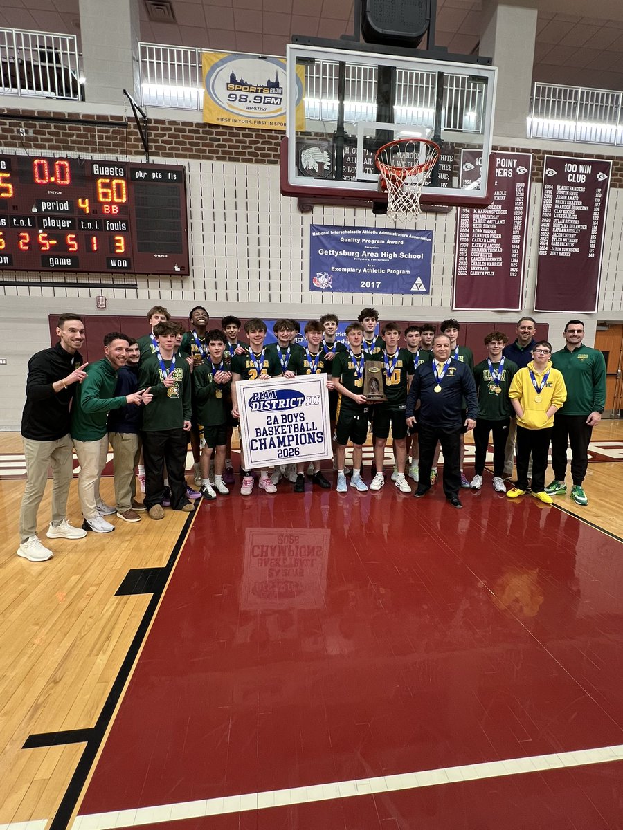 YorkCathAthlet's tweet photo. Your 2026 PIAA District 3 AA Champs 
York Catholic 60 Delone 45 https://t.co/49rZEUdzAK