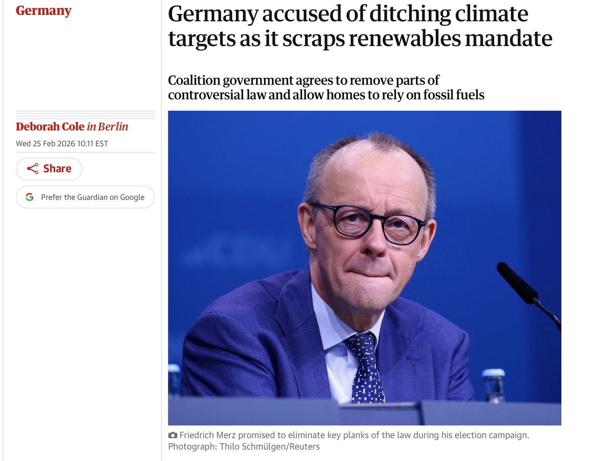 JunkScience's tweet image. Germany to scrap unworkable heat pump mandate. Oil and gas heating to be allowed. theguardian.com/environment/20…