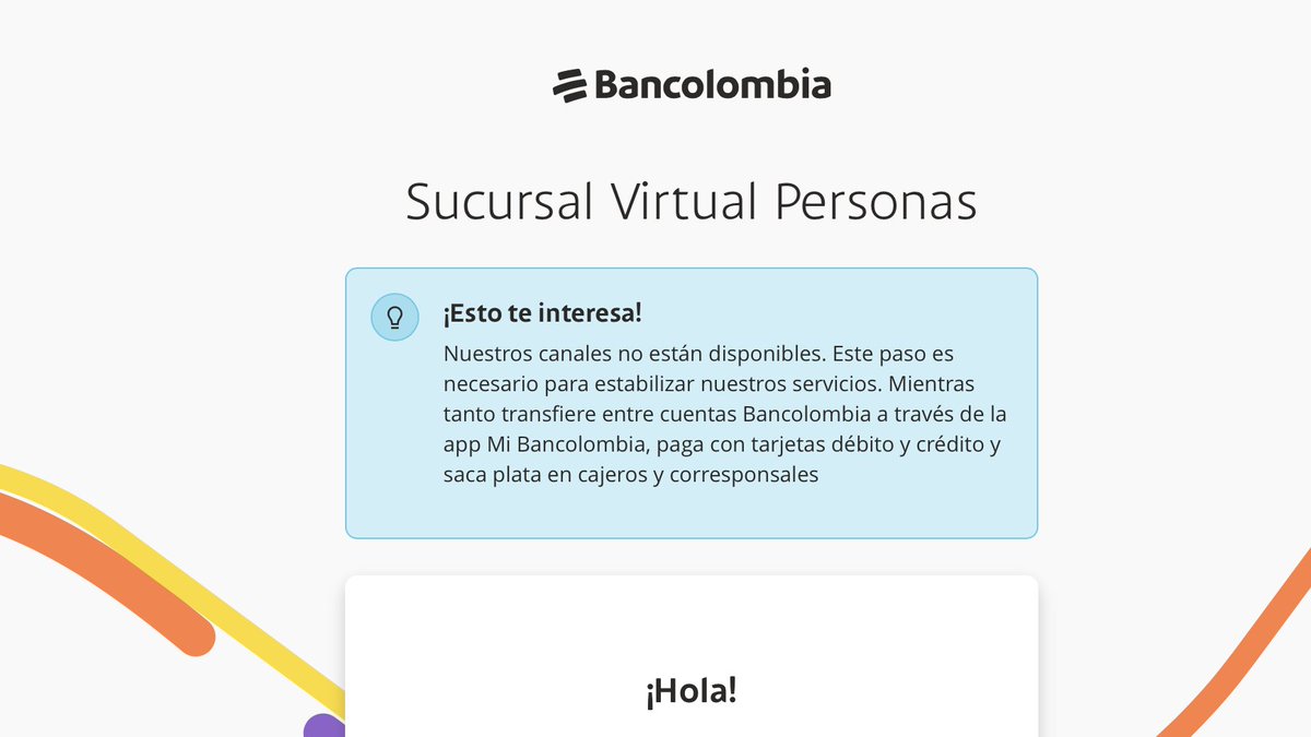 ¡Ya estoy mamado de <a href="/Bancolombia/">Bancolombia</a>! 
No es una vez, no es un simple error, ya este año son muchas las ocasiones en que este banco nos deja varados. ¿Cuál será menos peor que Bancolombia? 

He tenido este banco toda la vida, pero ya no aguanto más.
 <a href="/SFCsupervisor/">Superfinanciera</a> Hagan algo!!!